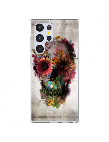 Coque Samsung Galaxy S22 Ultra 5G Skull Flower Tête de Mort - Ali Gulec