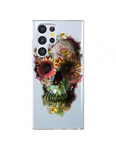 Coque Samsung Galaxy S22 Ultra 5G Skull Flower Tête de Mort Transparente - Ali Gulec