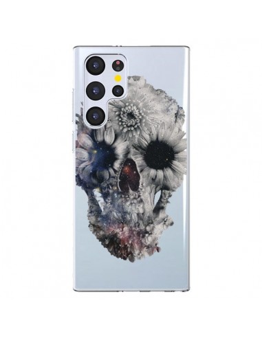 Coque Samsung Galaxy S22 Ultra 5G Floral Skull Tête de Mort Transparente - Ali Gulec