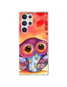 Coque Samsung Galaxy S22 Ultra 5G Chouette Feuilles...