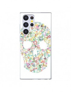 Coque Samsung Galaxy S22 Ultra 5G Flower Skull Tête de...