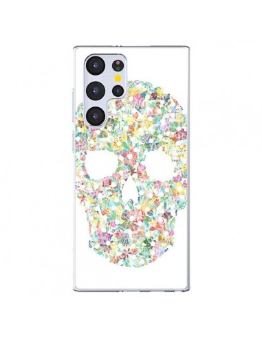 Coque Samsung Galaxy S22 Ultra 5G Flower Skull Tête de Mort - AlekSia