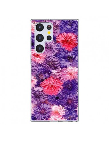Coque Samsung Galaxy S22 Ultra 5G Fleurs Violettes Flower Storm - Asano Yamazaki
