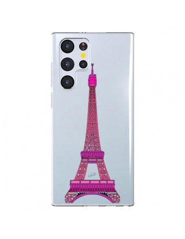 Coque Samsung Galaxy S22 Ultra 5G Tour Eiffel Rose Paris Transparente - Asano Yamazaki