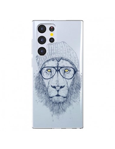 Coque Samsung Galaxy S22 Ultra 5G Cool Lion Swag Lunettes Transparente - Balazs Solti