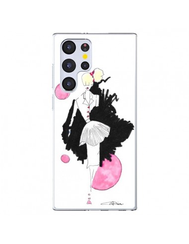 Coque Samsung Galaxy S22 Ultra 5G Demoiselle Femme Fashion Mode Rose - Cécile