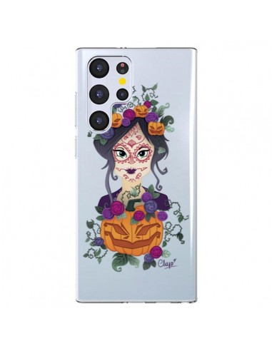 Coque Samsung Galaxy S22 Ultra 5G Femme Closed Eyes Santa Muerte Transparente - Chapo