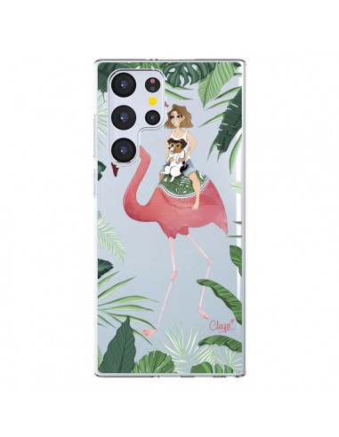 Coque Samsung Galaxy S22 Ultra 5G Lolo Love Flamant Rose Chien Transparente - Chapo