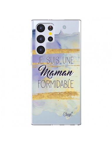 Coque Samsung Galaxy S22 Ultra 5G Je suis une Maman Formidable Violet Transparente - Chapo