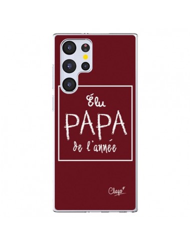 Coque Samsung Galaxy S22 Ultra 5G Elu Papa de l'Année Rouge Bordeaux - Chapo