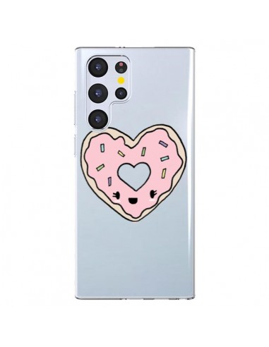 Coque Samsung Galaxy S22 Ultra 5G Donuts Heart Coeur Rose Transparente - Claudia Ramos