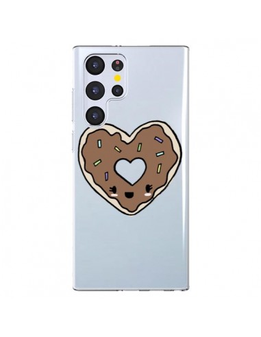 Coque Samsung Galaxy S22 Ultra 5G Donuts Heart Coeur Chocolat Transparente - Claudia Ramos