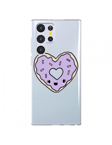 Coque Samsung Galaxy S22 Ultra 5G Donuts Heart Coeur Violet Transparente - Claudia Ramos