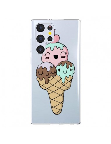 Coque Samsung Galaxy S22 Ultra 5G Ice Cream Glace Summer Été Cerise Transparente - Claudia Ramos