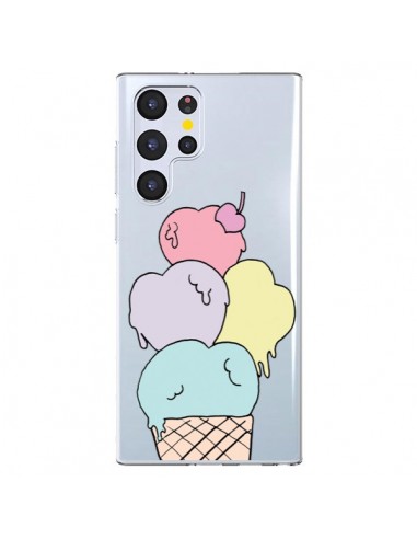 Coque Samsung Galaxy S22 Ultra 5G Ice Cream Glace Summer Été Coeur Transparente - Claudia Ramos