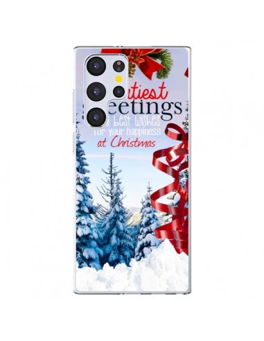 Coque Samsung Galaxy S22 Ultra 5G Voeux Joyeux Noël - Eleaxart