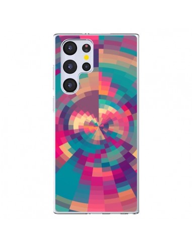 Coque Samsung Galaxy S22 Ultra 5G Spirales de Couleurs Rose Violet - Eleaxart