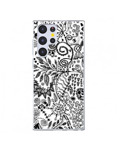 Coque Samsung Galaxy S22 Ultra 5G Azteque Blanc et Noir - Eleaxart