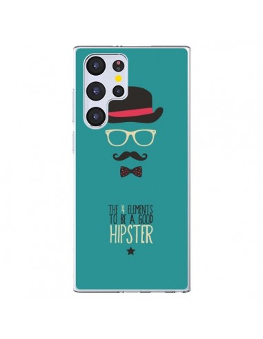 Coque Samsung Galaxy S22 Ultra 5G Chapeau, Lunettes, Moustache, Noeud Papillon To Be a Good Hipster - Eleaxart