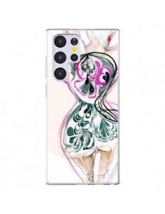 Coque Samsung Galaxy S22 Ultra 5G Femme en fleurs -...