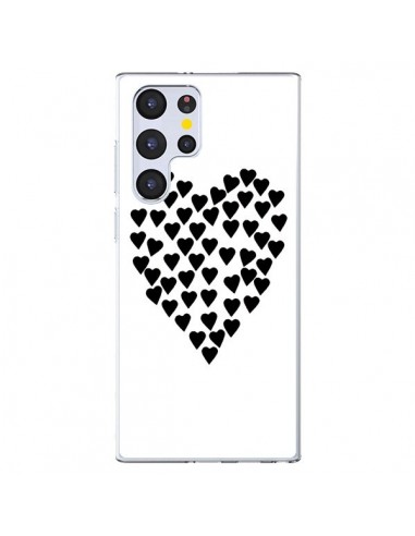 Coque Samsung Galaxy S22 Ultra 5G Coeur en coeurs noirs - Project M