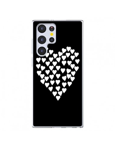 Coque Samsung Galaxy S22 Ultra 5G Coeur en coeurs blancs - Project M