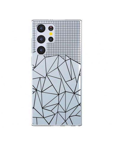 Coque Samsung Galaxy S22 Ultra 5G Lignes Grille Grid Abstract Noir Transparente - Project M
