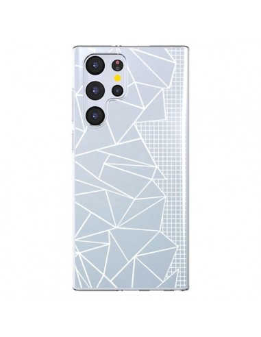 Coque Samsung Galaxy S22 Ultra 5G Lignes Grilles Side Grid Abstract Blanc Transparente - Project M
