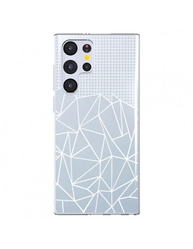 Coque Samsung Galaxy S22 Ultra 5G Lignes Grilles Grid Abstract Blanc Transparente - Project M