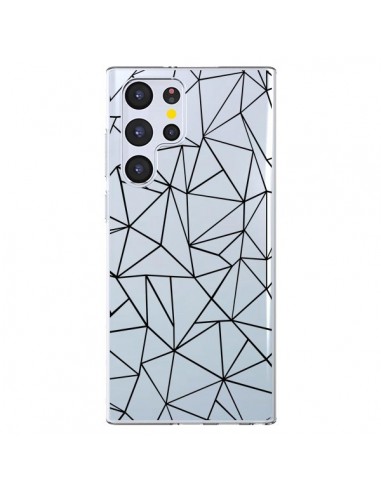 Coque Samsung Galaxy S22 Ultra 5G Lignes Triangles Grid Abstract Noir Transparente - Project M