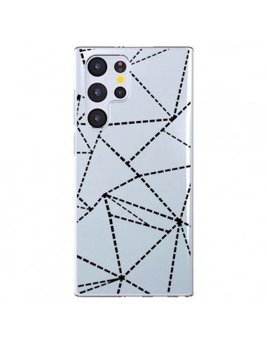 Coque Samsung Galaxy S22 Ultra 5G Lignes Points Abstract Noir Transparente - Project M