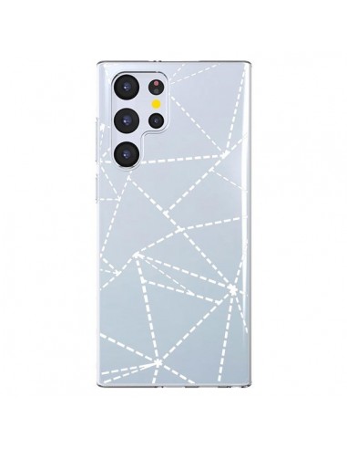 Coque Samsung Galaxy S22 Ultra 5G Lignes Points Abstract Blanc Transparente - Project M