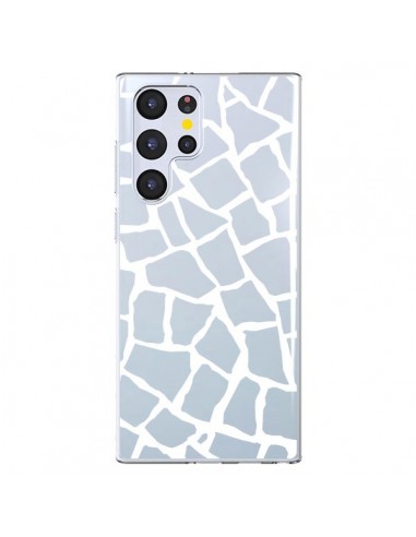 Coque Samsung Galaxy S22 Ultra 5G Girafe Mosaïque Blanc Transparente - Project M