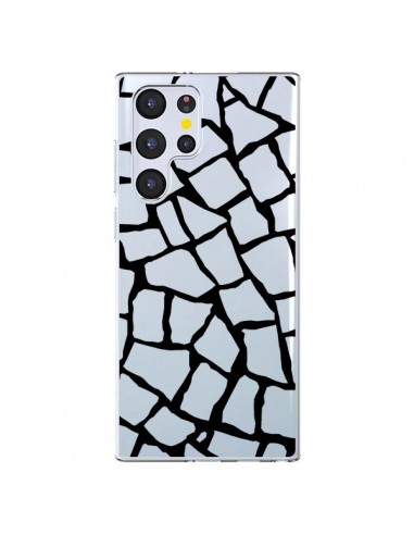 Coque Samsung Galaxy S22 Ultra 5G Girafe Mosaïque Noir Transparente - Project M