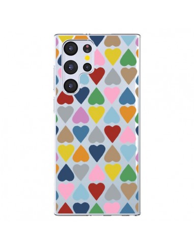 Coque Samsung Galaxy S22 Ultra 5G Coeurs Heart Couleur Transparente - Project M