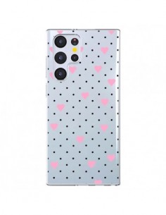 Coque Samsung Galaxy S22 Ultra 5G Point Coeur Rose Pin...