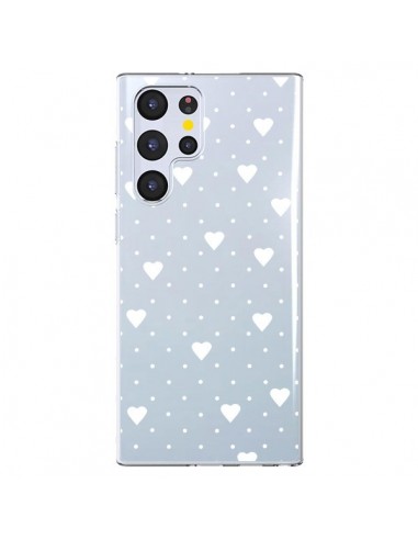 Coque Samsung Galaxy S22 Ultra 5G Point Coeur Blanc Pin Point Heart Transparente - Project M