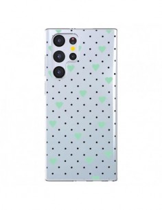 Coque Samsung Galaxy S22 Ultra 5G Point Coeur Mint Bleu...