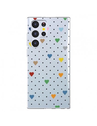 Coque Samsung Galaxy S22 Ultra 5G Point Coeur Coloré Pin Point Heart Transparente - Project M
