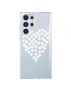 Coque Samsung Galaxy S22 Ultra 5G Coeurs Heart Love Blanc...