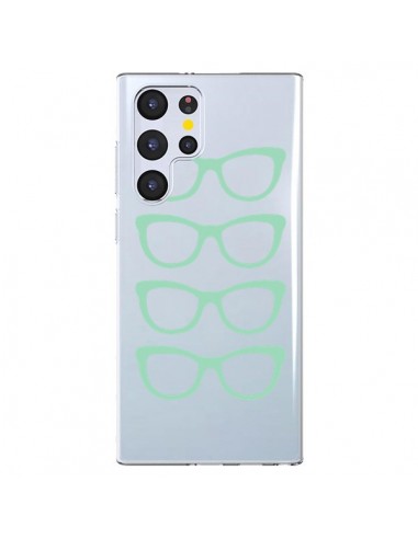 Coque Samsung Galaxy S22 Ultra 5G Sunglasses Lunettes Soleil Mint Bleu Vert Transparente - Project M
