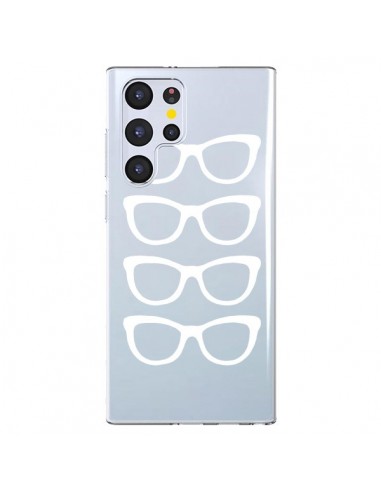 Coque Samsung Galaxy S22 Ultra 5G Sunglasses Lunettes Soleil Blanc Transparente - Project M