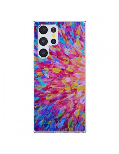 Coque Samsung Galaxy S22 Ultra 5G Fleurs Bleues Roses Splash - Ebi Emporium