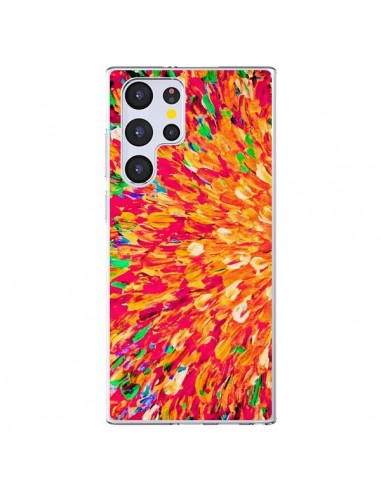 Coque Samsung Galaxy S22 Ultra 5G Fleurs Oranges Neon Splash - Ebi Emporium