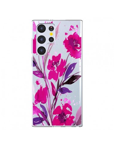 Coque Samsung Galaxy S22 Ultra 5G Roses Fleur Flower Transparente - Ebi Emporium