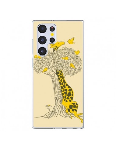 Coque Samsung Galaxy S22 Ultra 5G Girafe Amis Oiseaux - Jay Fleck