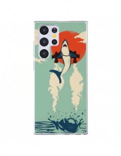 Coque Samsung Galaxy S22 Ultra 5G Requin Avion Volant -...