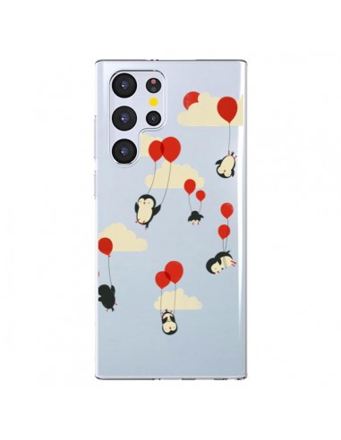 Coque Samsung Galaxy S22 Ultra 5G Pingouin Ciel Ballons Transparente - Jay Fleck