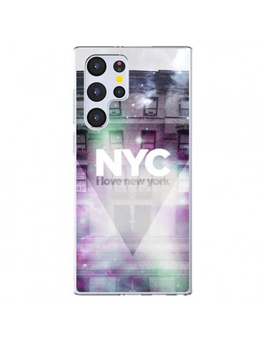 Coque Samsung Galaxy S22 Ultra 5G I Love New York City Violet Vert - Javier Martinez