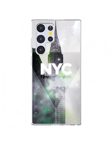 Coque Samsung Galaxy S22 Ultra 5G I Love New York City Gris Violet Vert - Javier Martinez